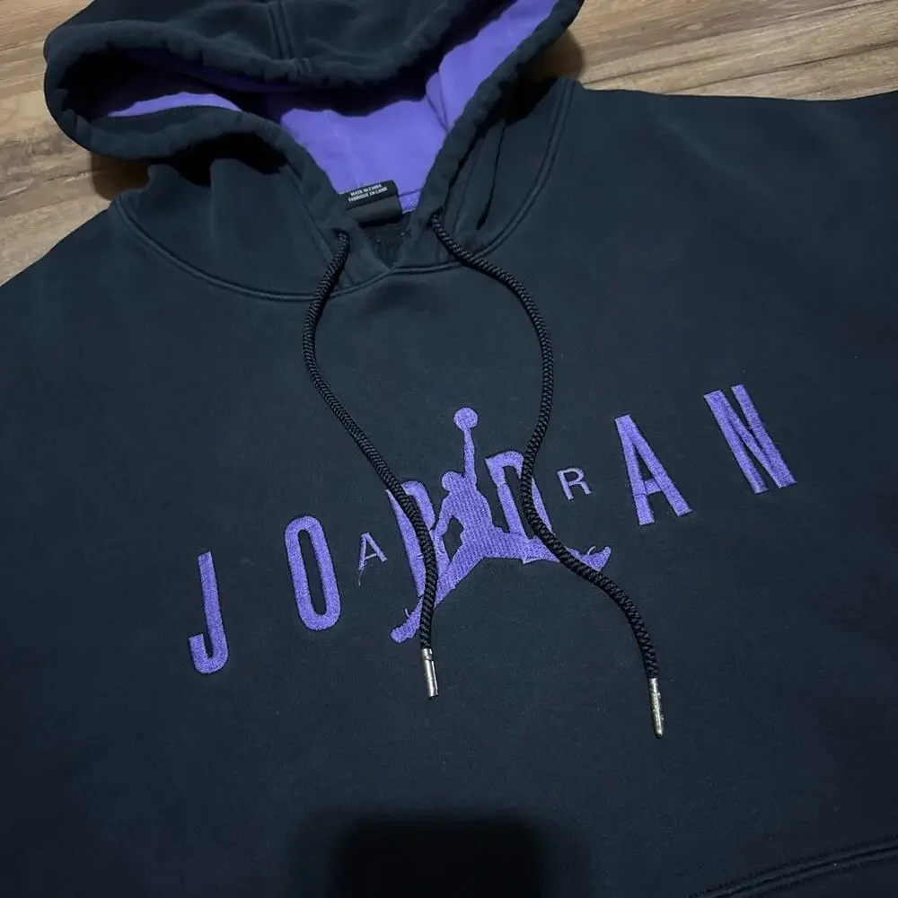 Y2K Air Jordan Black Purple Vintage Hoodie 374917-014 Sweatshirt